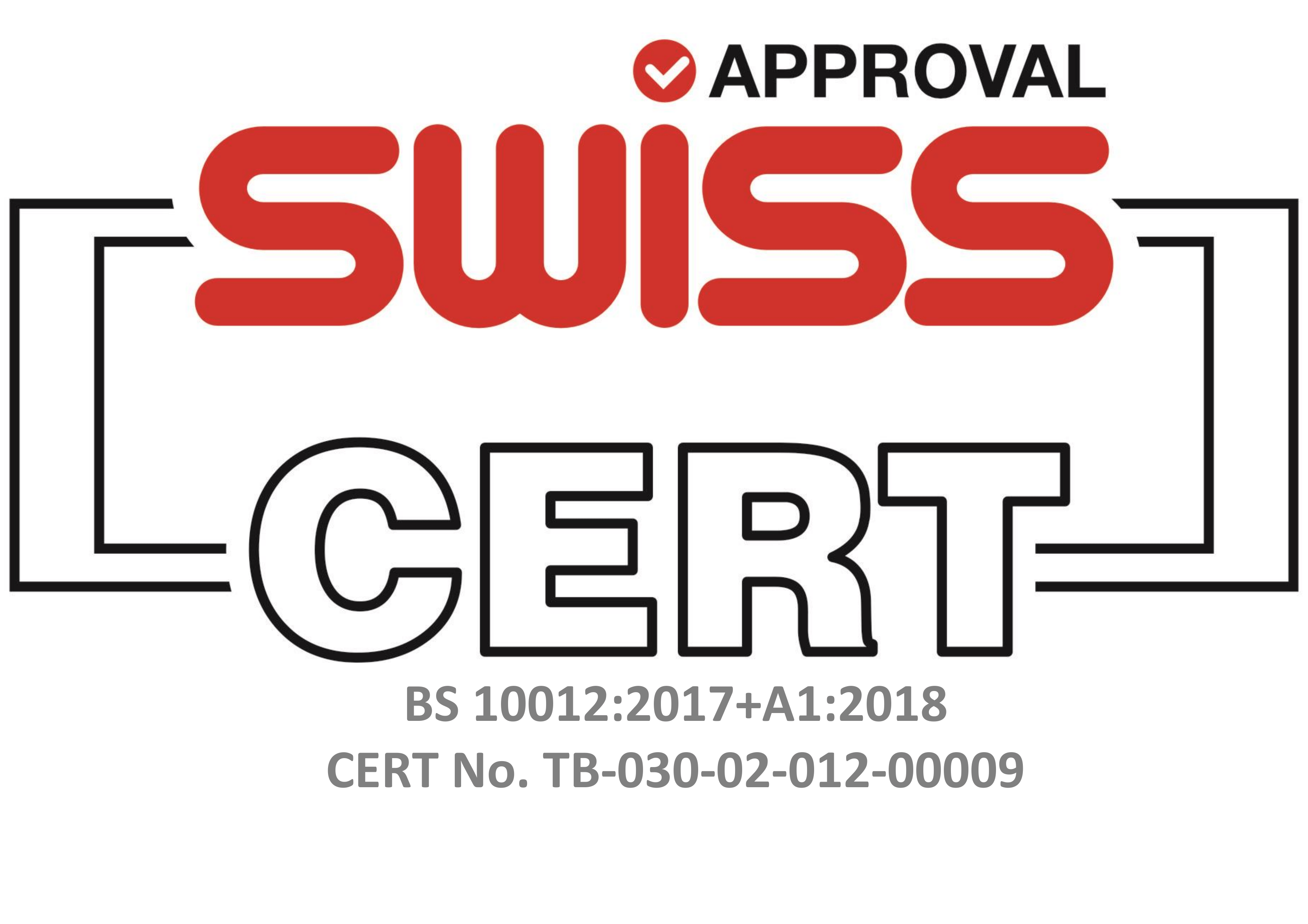 ISO 10012 certification badge (SWISS CERT)