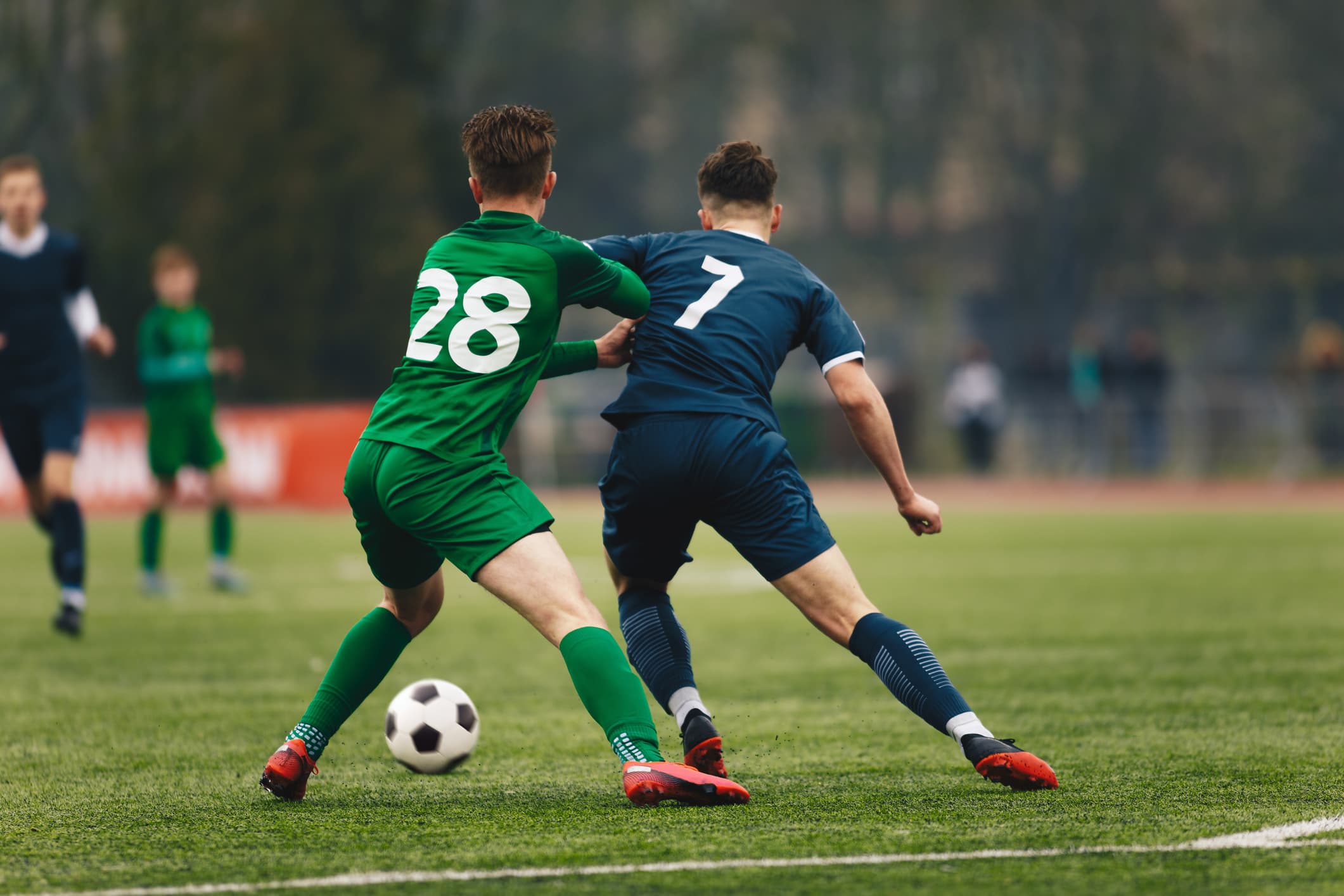 football players competing